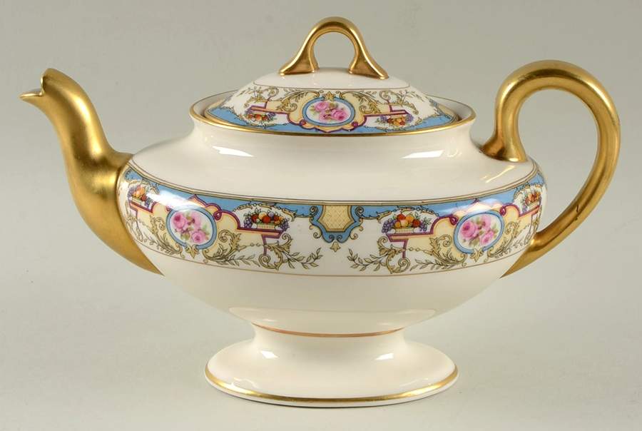 Azure (No Embossed Fruit) Mini Teapot & Lid by Morgan Belleek (USA)-1