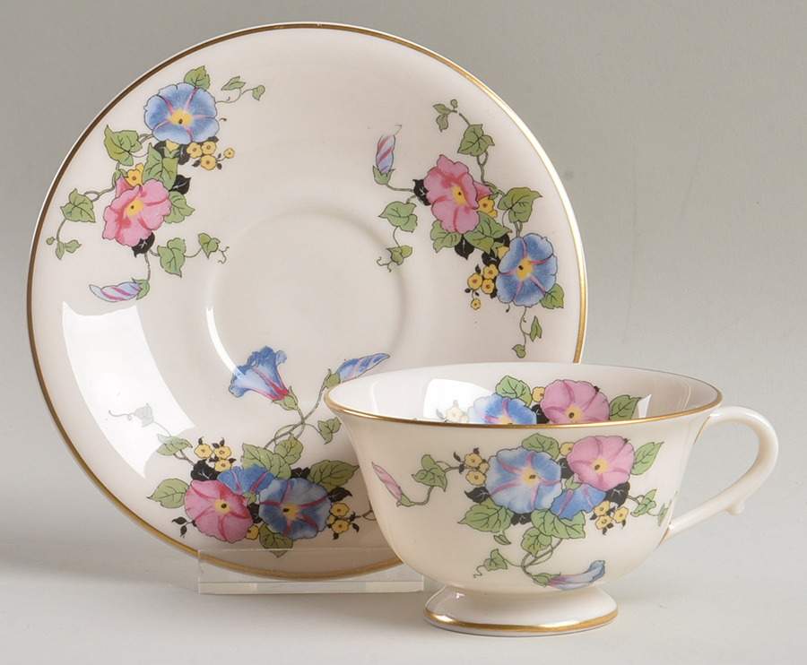 BLE1 Footed Cup & Saucer Set by Morgan Belleek (USA)-1