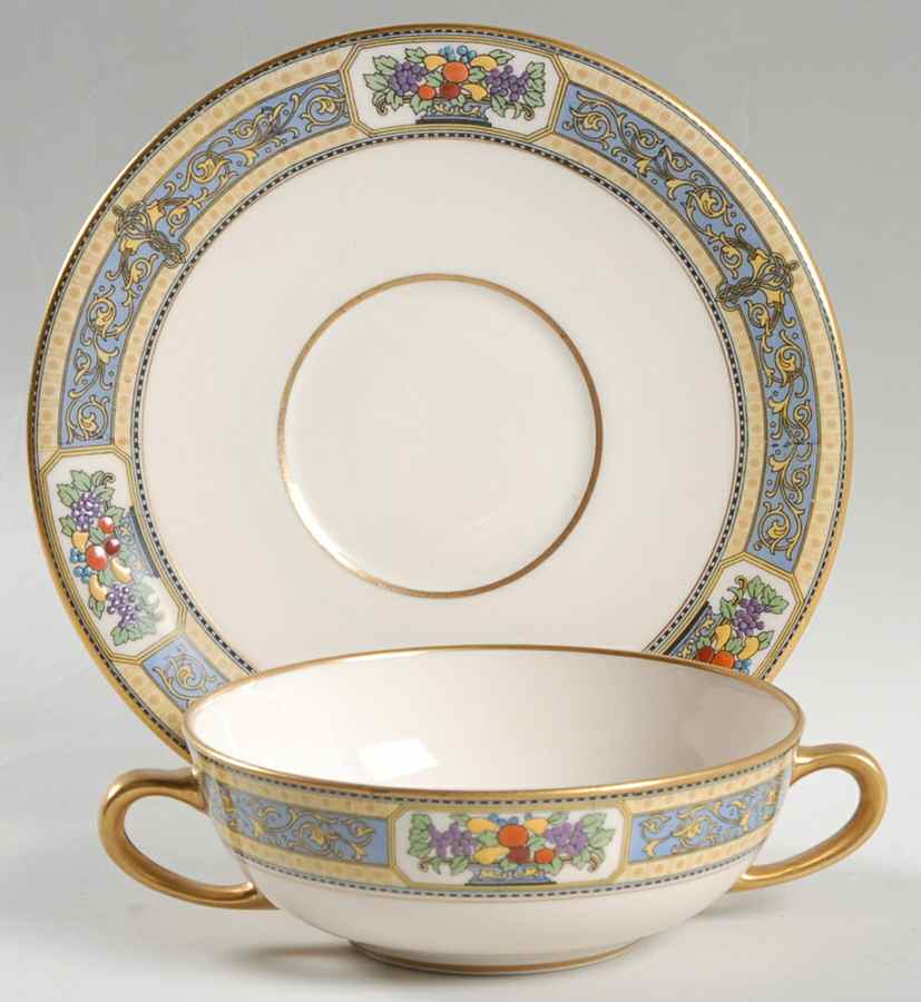 Orient Flat Cream Soup Bowl & Saucer Set by Morgan Belleek (USA)-1