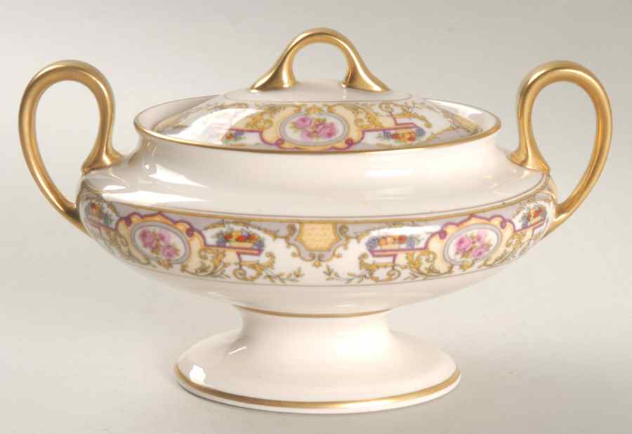 Victoria Sugar Bowl & Lid by Morgan Belleek (USA)-1