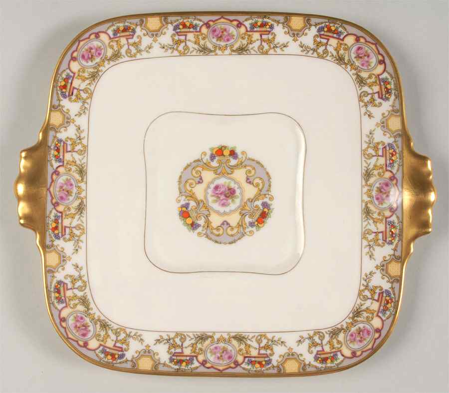 Victoria Square Handled Cake Plate by Morgan Belleek (USA)-1
