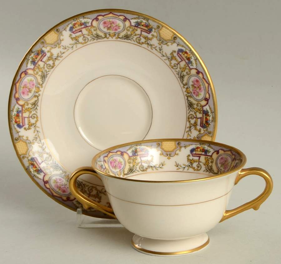 Victoria Footed Bouillon Cup & Saucer by Morgan Belleek (USA)-1