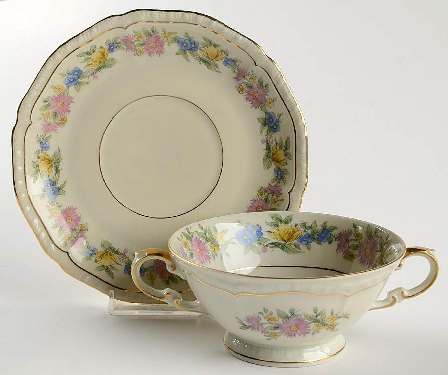 Adelphia Footed Cream Soup Bowl & Saucer Set by Black Knight-1