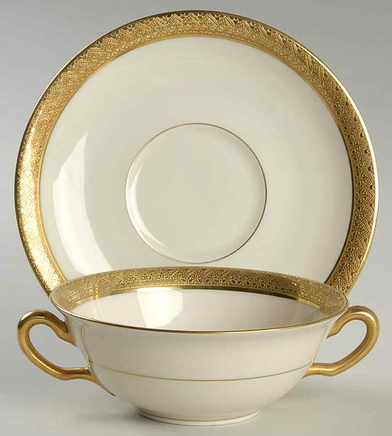 Aida Flat Cream Soup Bowl & Saucer Set by Black Knight-1