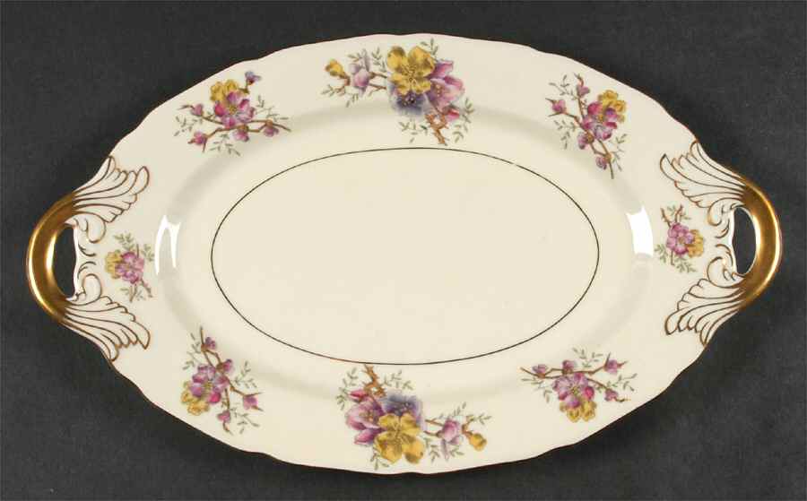 Apple Blossom (Cream Background) 14" Oval Serving Platter by Black Knight-1