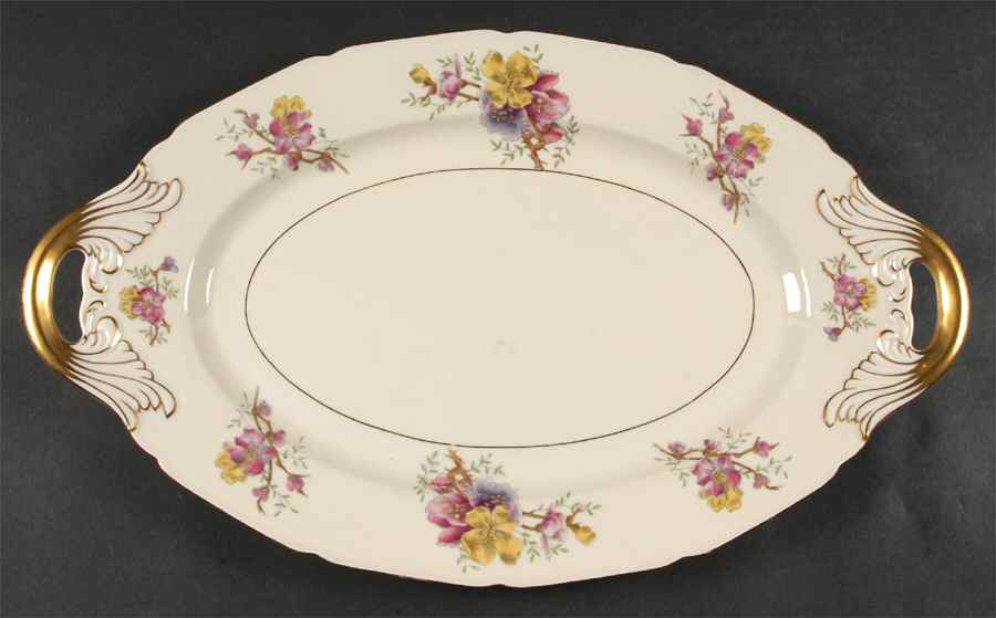 Apple Blossom (Cream Background) 18" Oval Serving Platter by Black Knight-1