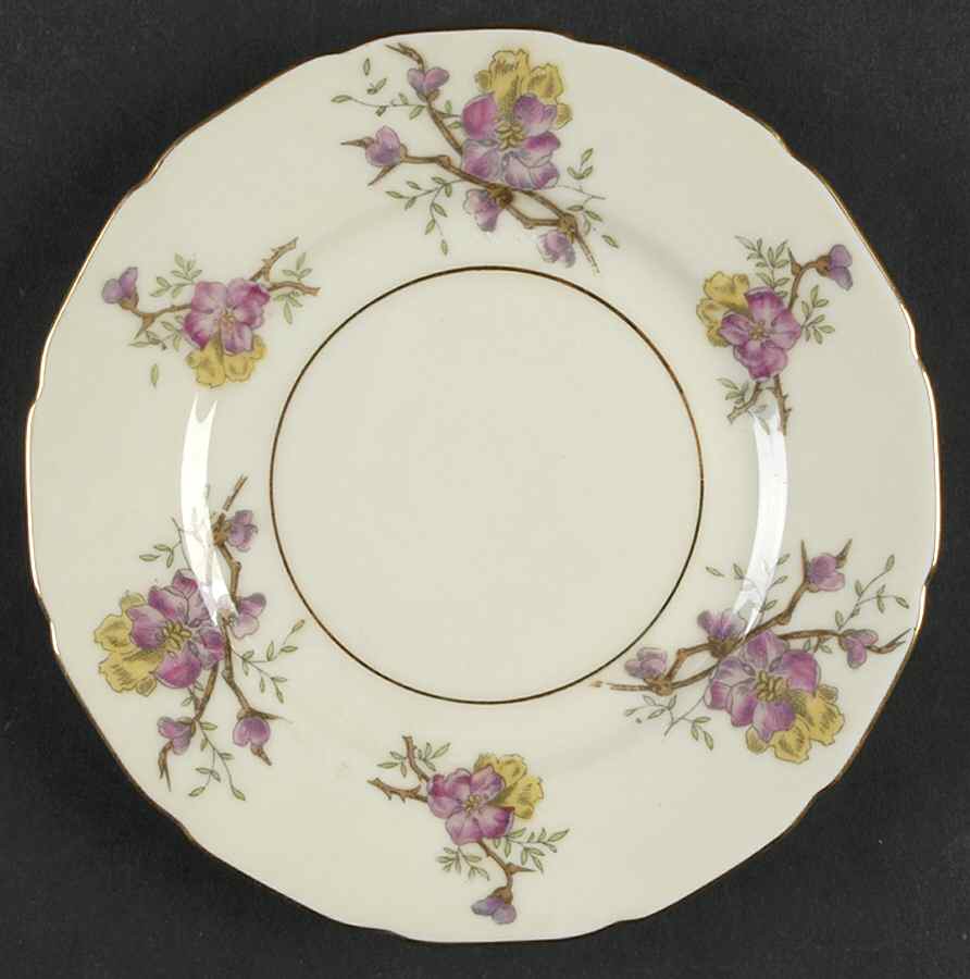 Apple Blossom (Cream Background) Bread & Butter Plate by Black Knight-1