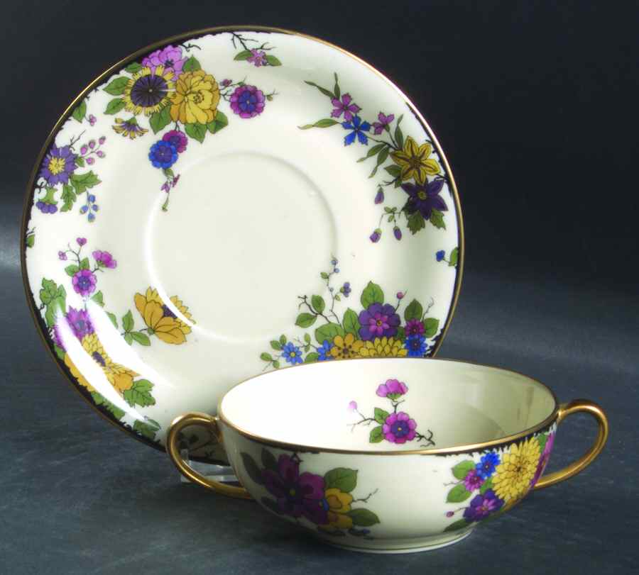 Autumnleaves Flat Cream Soup Bowl & Saucer Set by Black Knight-1