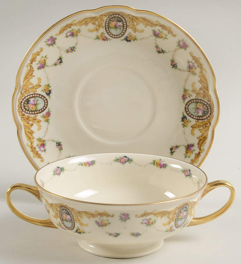 BLK18 Footed Cream Soup Bowl & Saucer Set by Black Knight-1