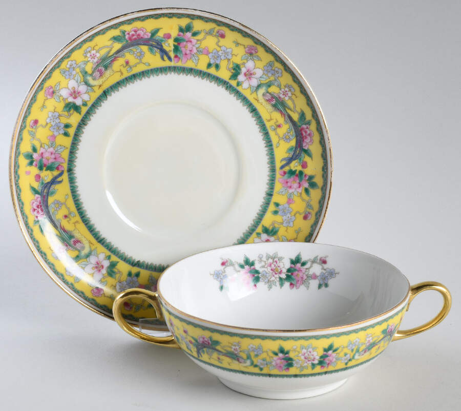 BLK31 Footed Cream Soup Bowl & Saucer Set by Black Knight-1