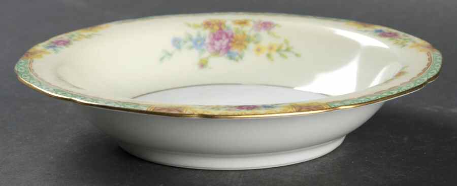 Celia (White Center, Cream Rim, Scalloped) Rim Fruit/Dessert (Sauce) Bowl by Black Knight-1