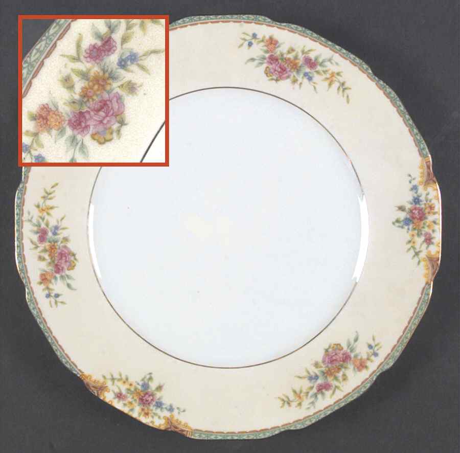 Celia (White Center, Cream Rim, Scalloped) Dinner Plate by Black Knight-1