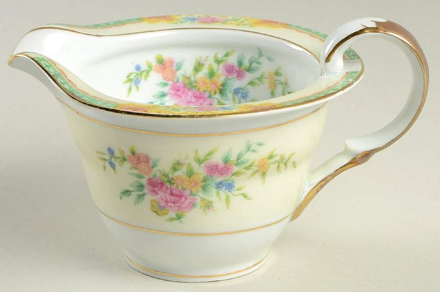 Celia (White Center, Cream Rim, Scalloped) Creamer by Black Knight-1