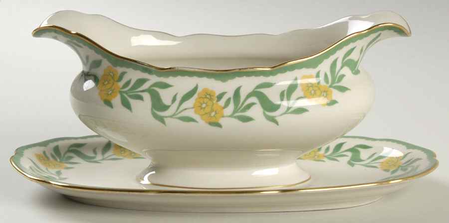 Daffodil Gravy Boat with Attached Underplate by Black Knight-1