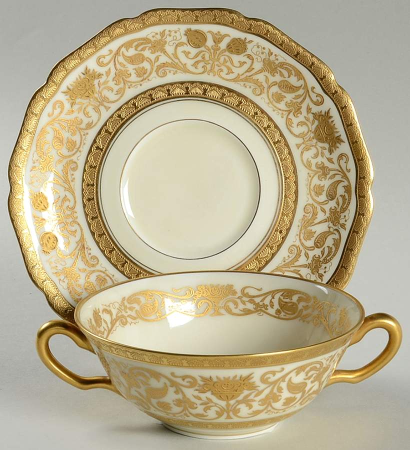 El Dorado Flat Cream Soup Bowl & Saucer Set by Black Knight-1