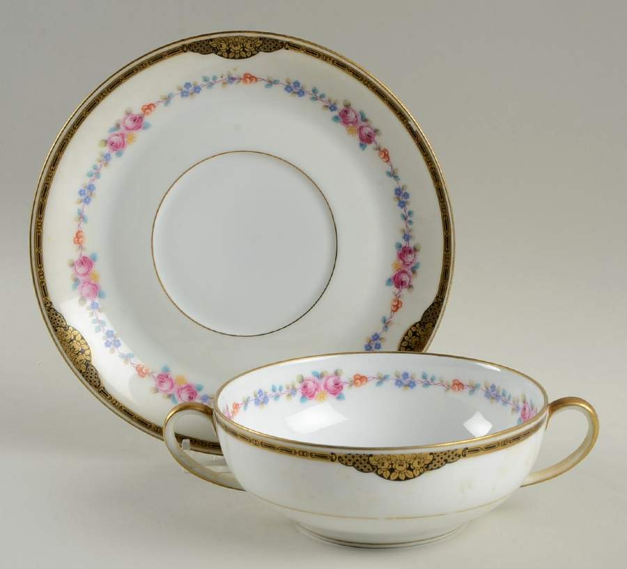 Enid Flat Cream Soup Bowl & Saucer Set by Black Knight-1