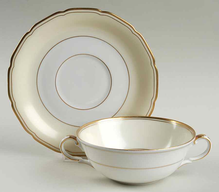 Gilda Flat Cream Soup Bowl & Saucer Set by Black Knight-1