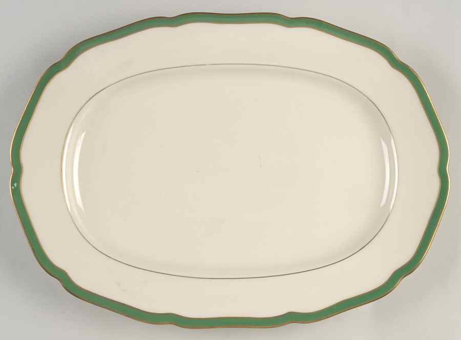 Green Band 14" Oval Serving Platter by Black Knight-1