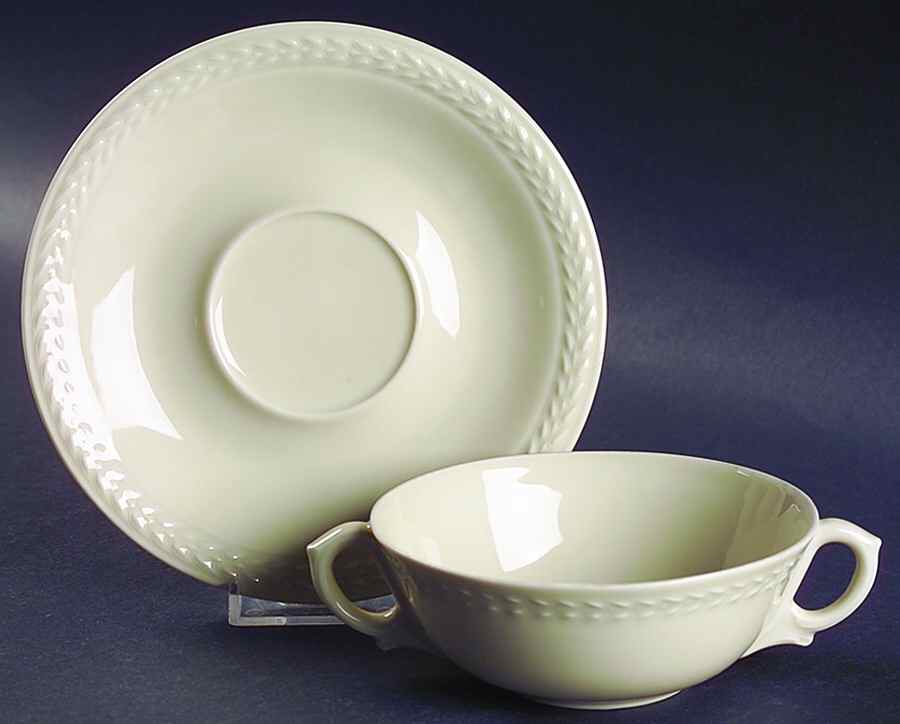 Laurel Flat Cream Soup Bowl & Saucer Set by Black Knight-1