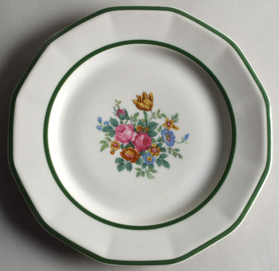 Lorraine (Green Trim) Dinner Plate by Black Knight-1