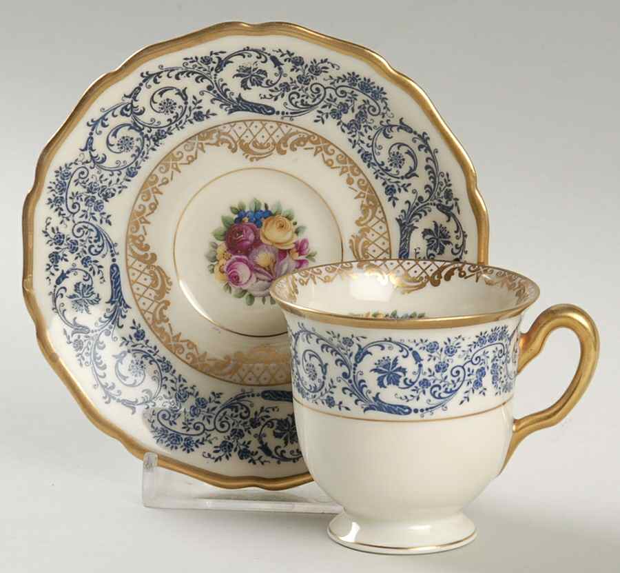 Margarite Footed Demitasse Cup & Saucer Set by Black Knight-1