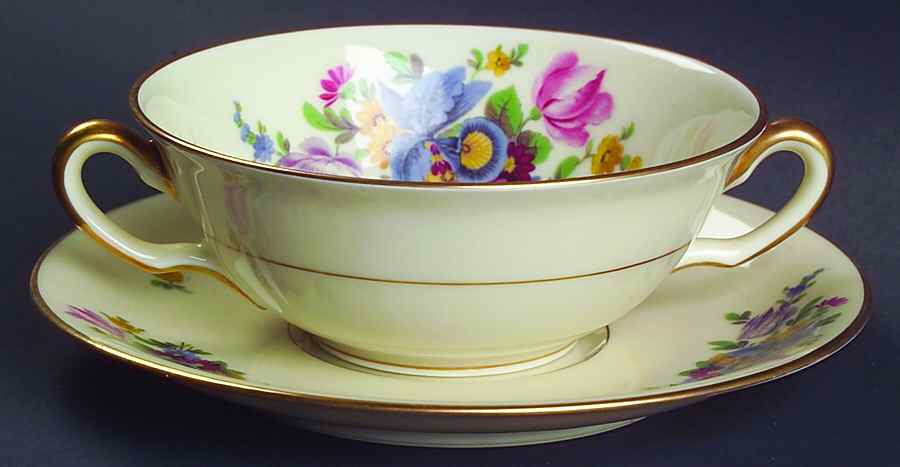 Meissen Flat Cream Soup Bowl & Saucer Set by Black Knight-1
