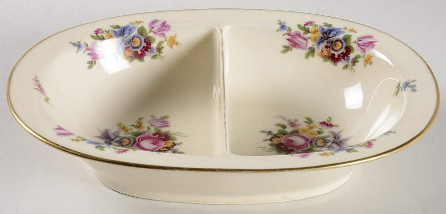 Meissen 9" Oval Divided Vegetable Bowl by Black Knight-1