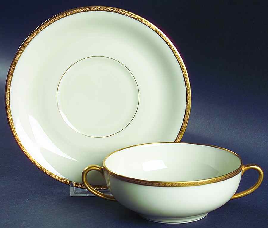 Mignon Flat Cream Soup Bowl & Saucer Set by Black Knight-1