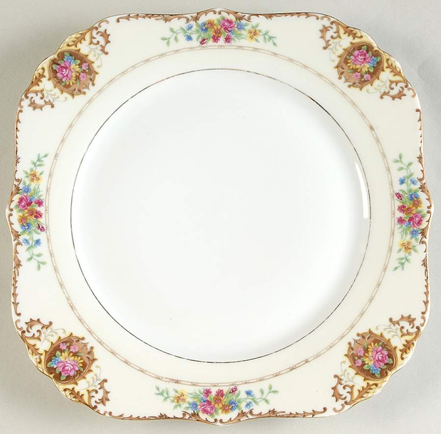 Patricia Brown Square Luncheon Plate by Black Knight-1