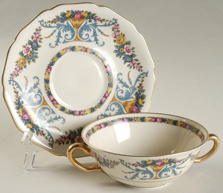 Rechere Flat Cream Soup Bowl & Saucer Set by Black Knight-1