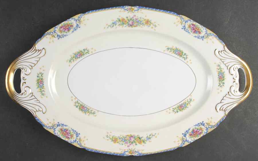 Rhoda Rhoda Blue 18" Oval Serving Platter by Black Knight-1