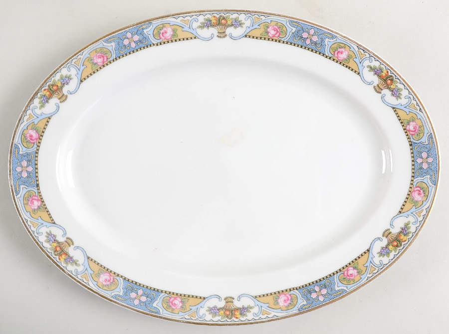 Rosari (Smooth, Fruit Basket, Blue) 11" Oval Serving Platter by Black Knight-1