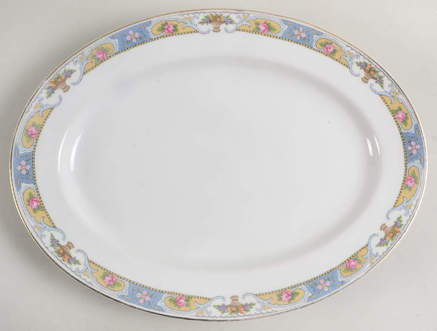 Rosari (Smooth, Fruit Basket, Blue) 13" Oval Serving Platter by Black Knight-1