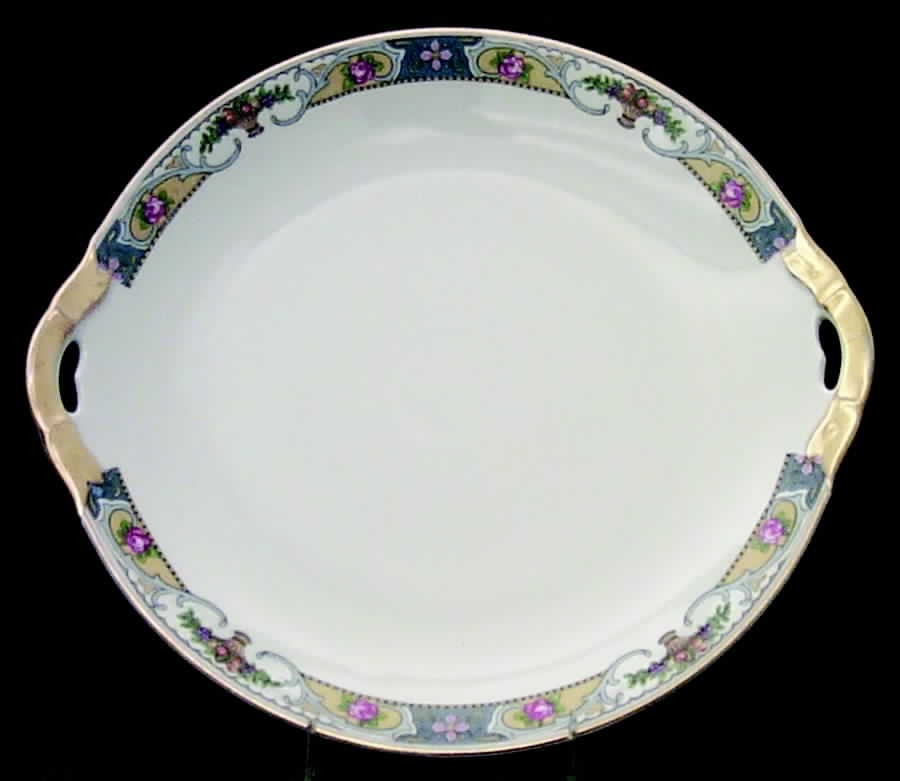 Rosari (Smooth, Fruit Basket, Blue) Handled Cake Plate by Black Knight-1