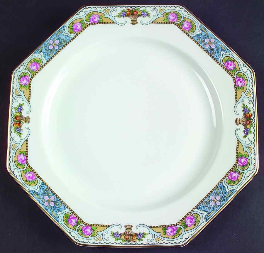 Rosari (Smooth, Fruit Basket, Blue) Octagonal Luncheon Plate by Black Knight-1