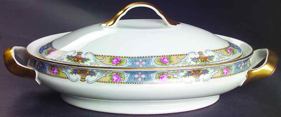 Rosari (Smooth, Fruit Basket, Blue) Oval Covered Vegetable by Black Knight-1