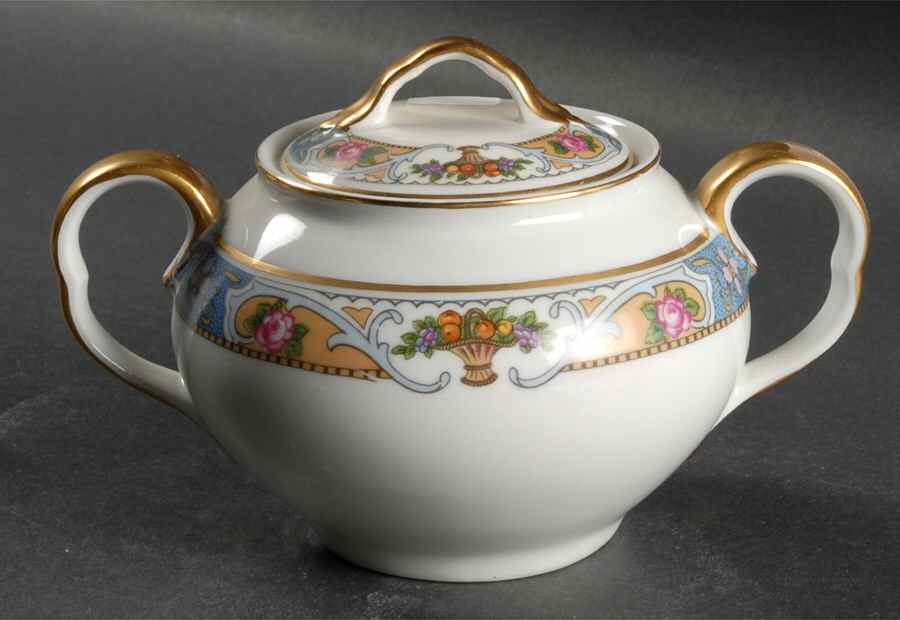 Rosari (Smooth, Fruit Basket, Blue) Sugar Bowl & Lid by Black Knight-1