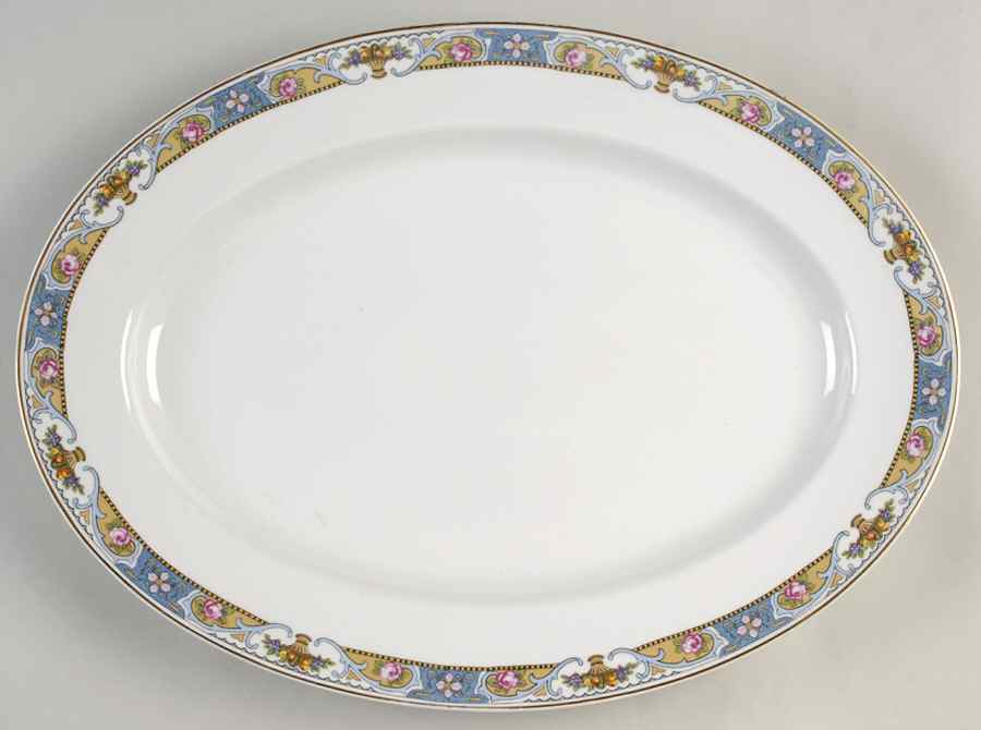 Rosari (Smooth, Fruit Basket, Blue) 16" Oval Serving Platter by Black Knight-1
