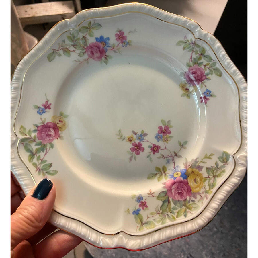 Rosari (Scalloped, Floral Bouquet) Salad Plate by Black Knight-1