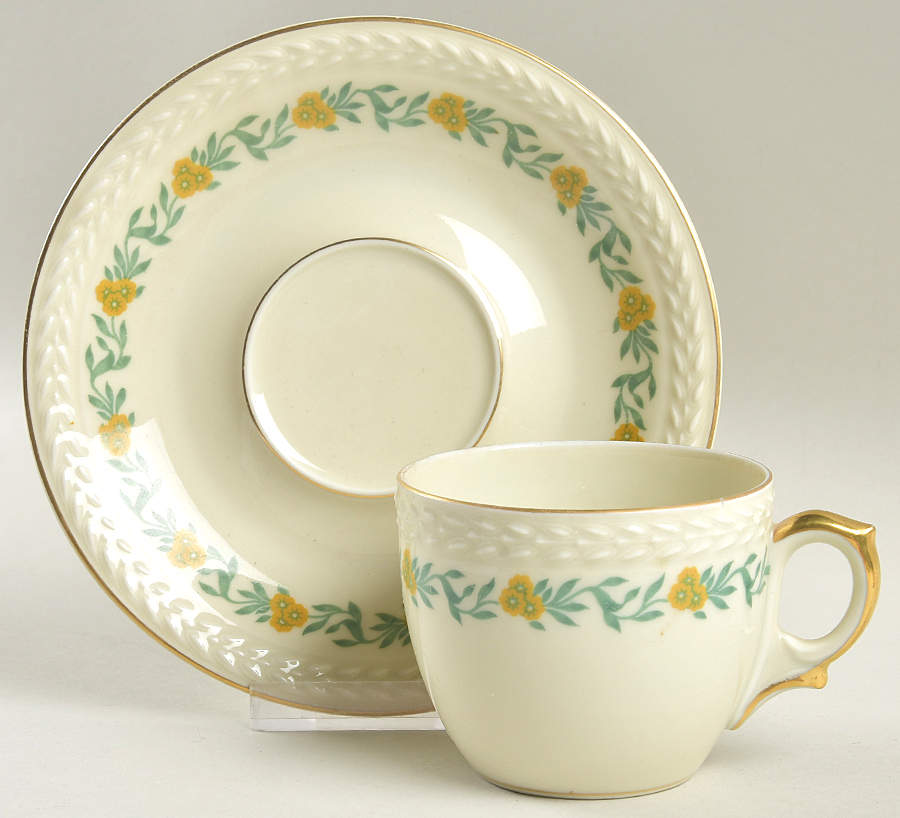 Springtime (Plain Ivory) Flat Cup & Saucer Set by Black Knight-1