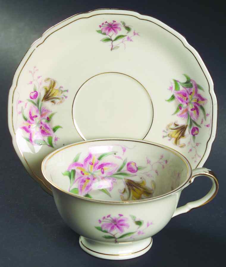 Tiger Lily Footed Cup & Saucer Set by Black Knight-1