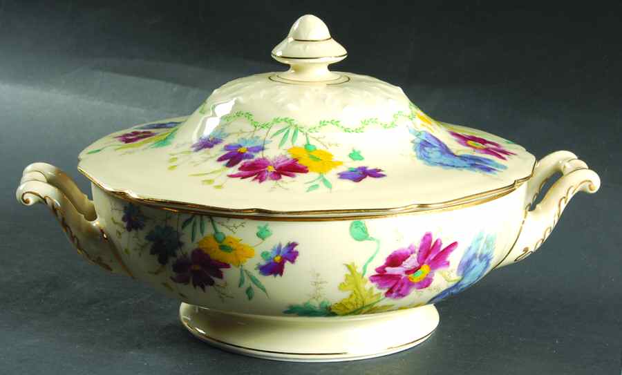 Wild Rose Round Covered Vegetable by Black Knight-1