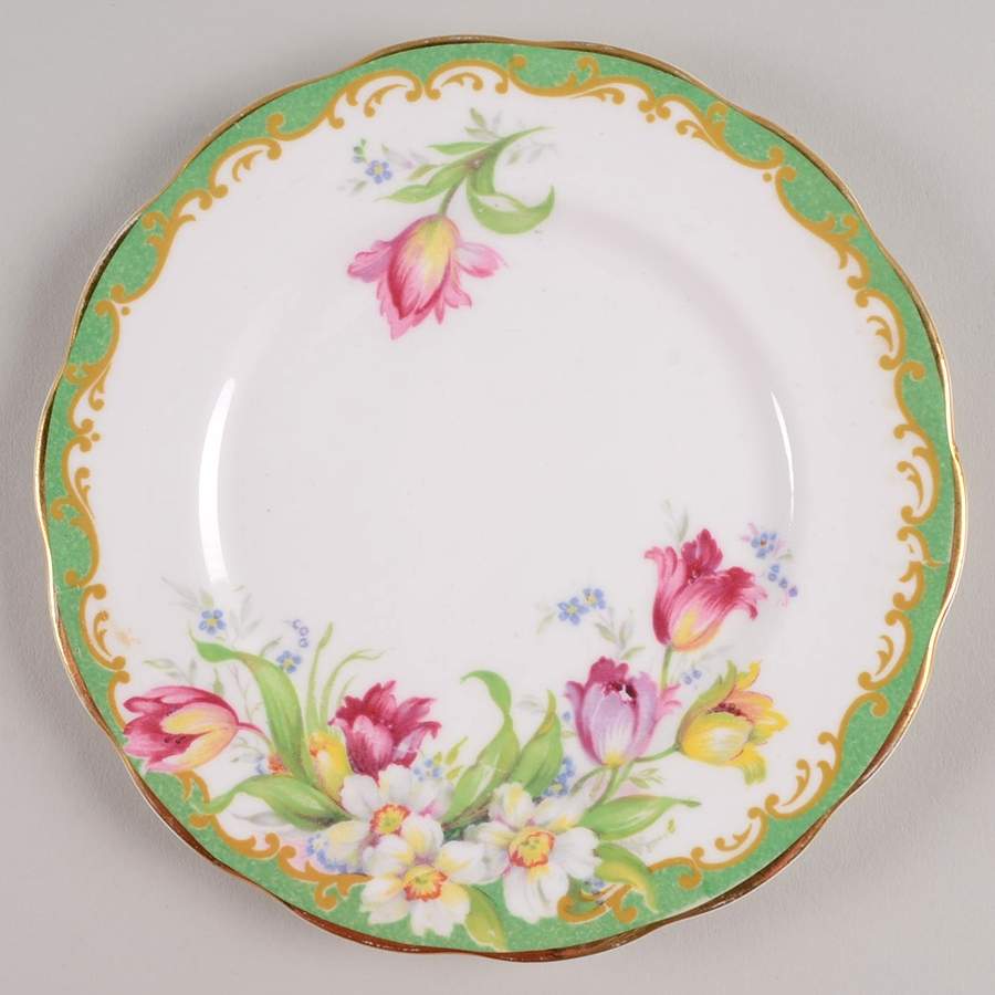 Narcissus Green Bread & Butter Plate by Bell China-1