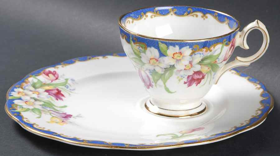 Narcissus (Blue) Snack Plate & Cup Set by Bell China-1