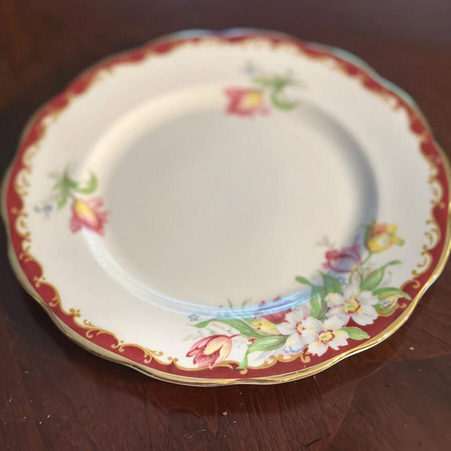 Narcissus (Maroon) Salad Plate by Bell China-1