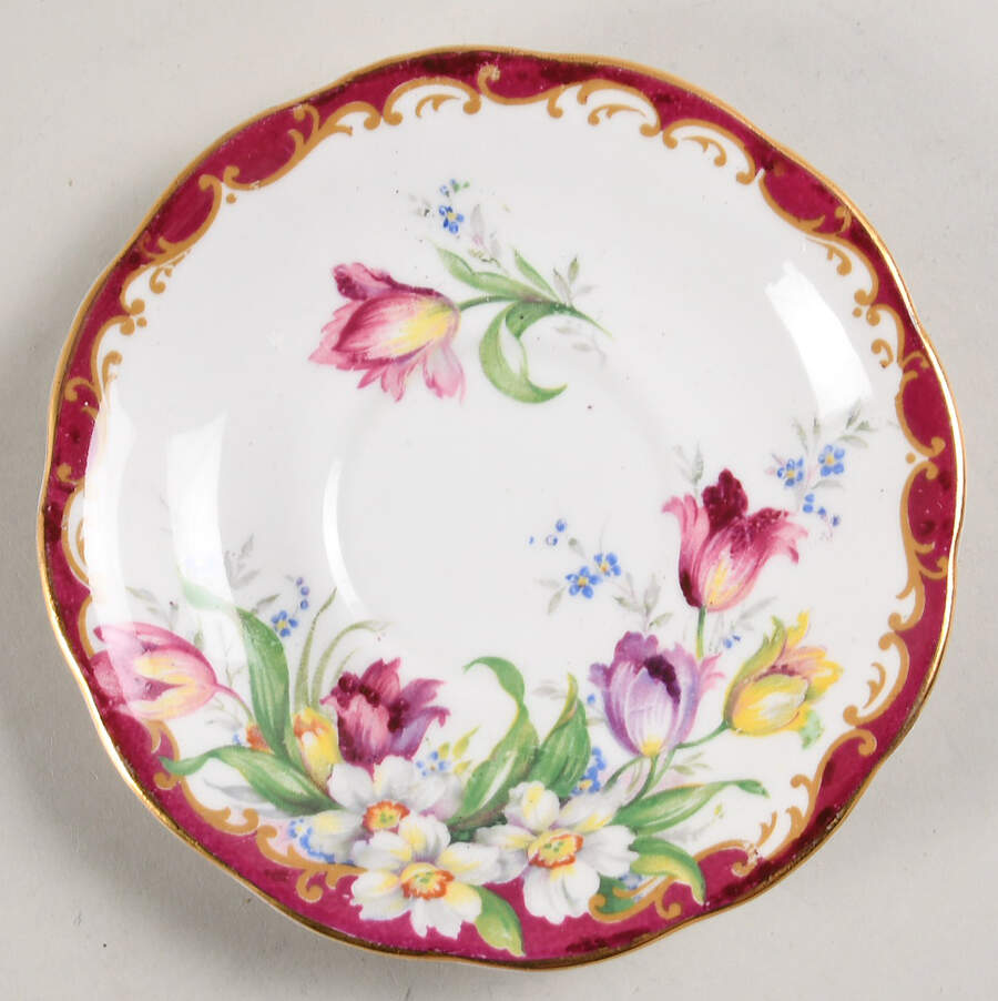 Narcissus (Maroon) Saucer by Bell China-1