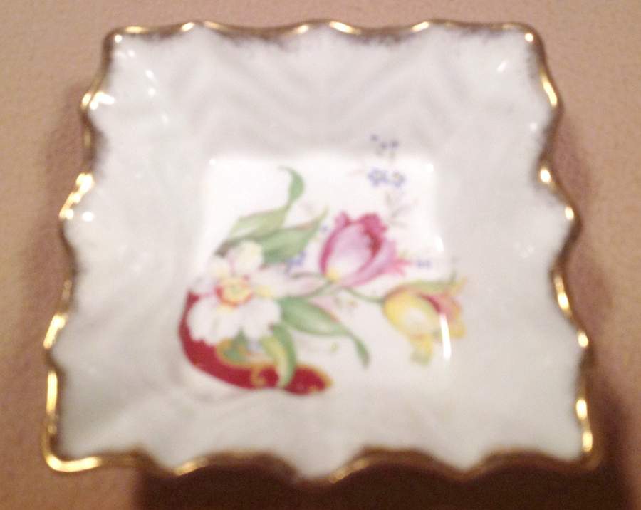Narcissus (Maroon) Square Ashtray by Bell China-1