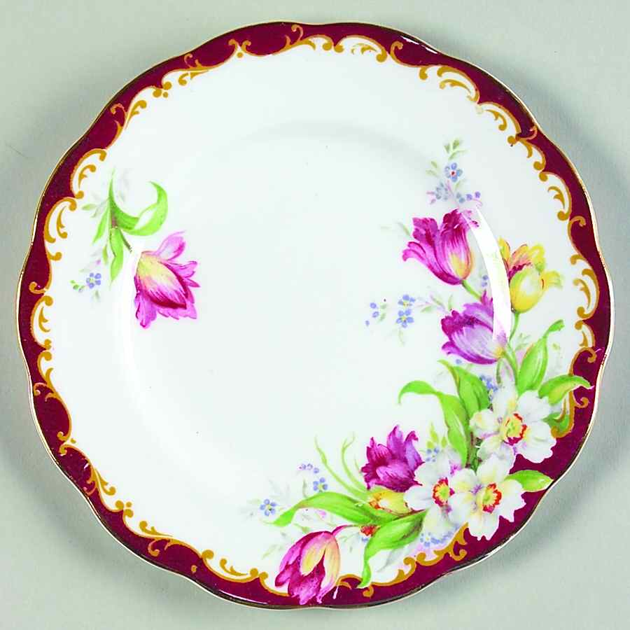 Narcissus (Maroon) Bread & Butter Plate by Bell China-1