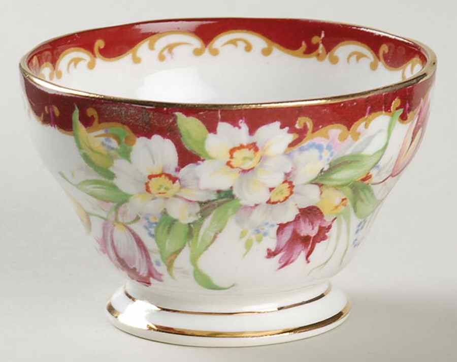 Narcissus (Maroon) Mini Open Sugar Bowl by Bell China-1