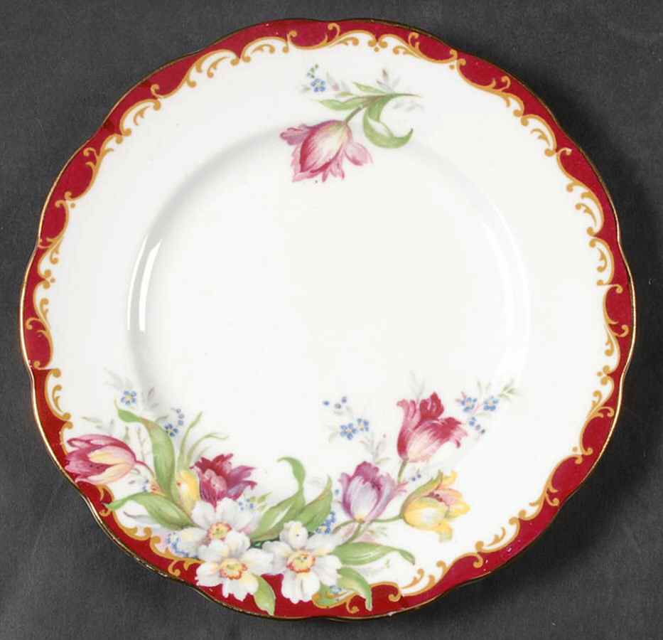 Narcissus (Maroon) Dessert/Pie Plate by Bell China-1